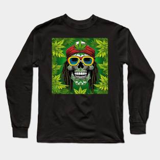 Rasta Skulls - Stoner Reggae Island Vibes 13 Long Sleeve T-Shirt